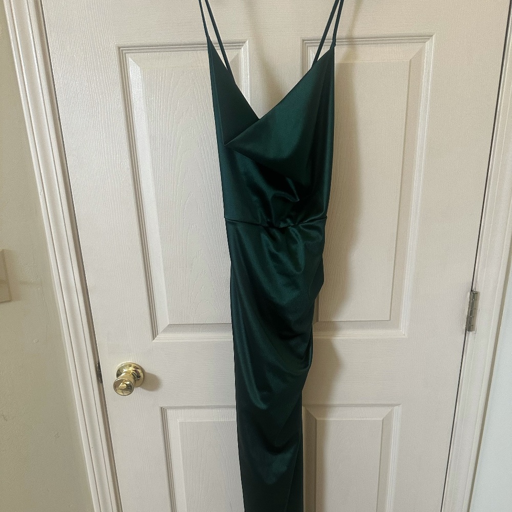 Windsor emerald green satin maxi dress